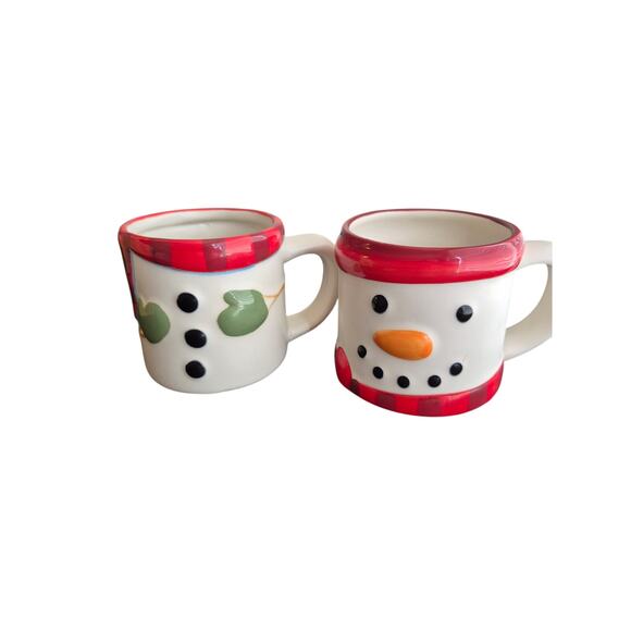 Hallmark Stacking Christmas Winter Mugs Cups Set of 2 That Stack to Make Snowman - Picture 7 of 8